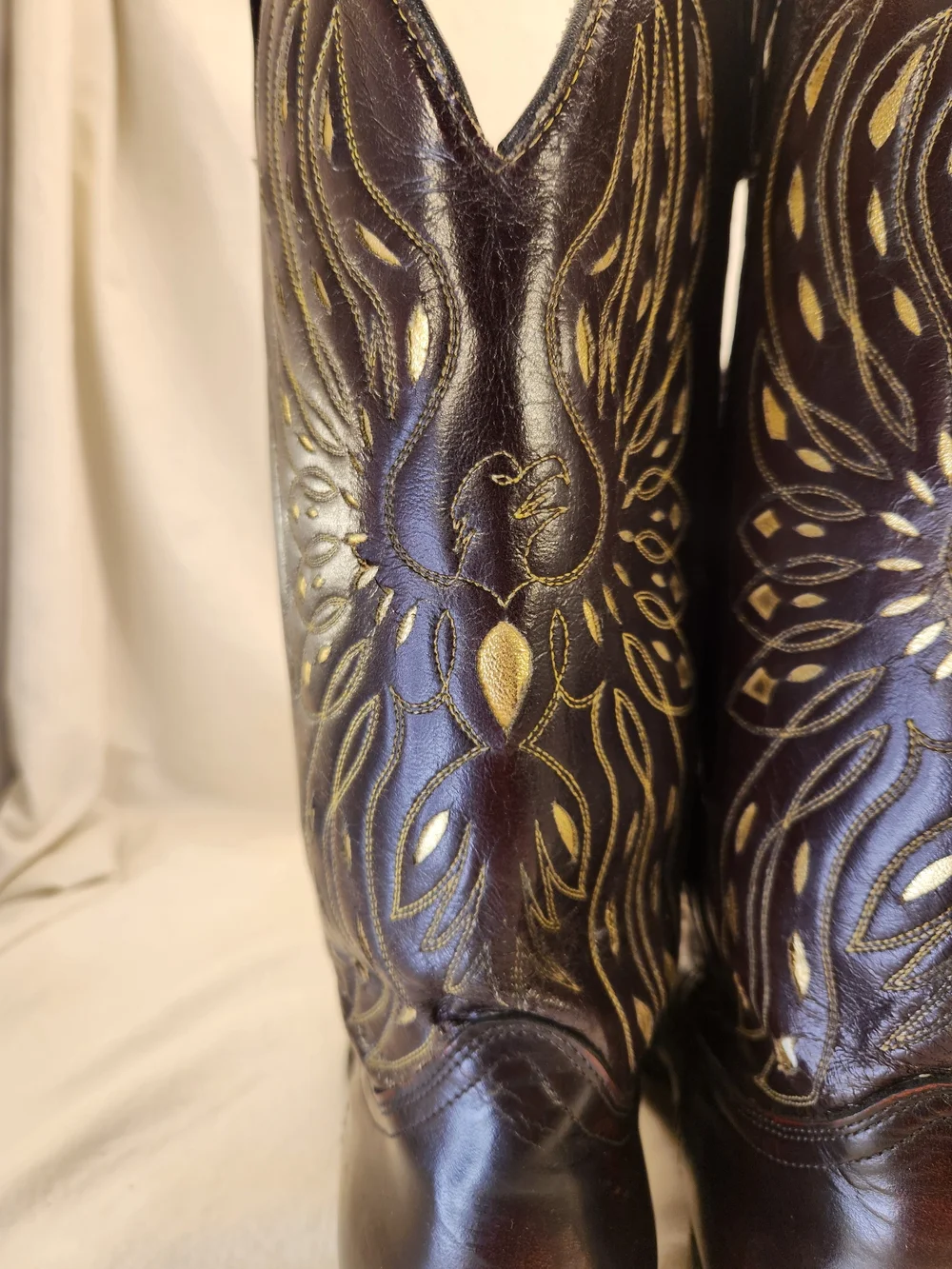 Acme VTG 1980’s Thunderbird EAGLE Inlay BLACK CHERRY Rockabilly Boots Men’s 13 D